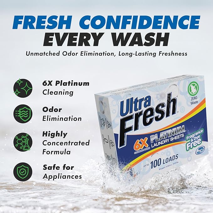 Ultra Fresh Platinum 4 Pack Laundry Soap Detergent Sheets Ultra Concentrated Stain Fighting Fragrance &amp Dye Free 400 Loads