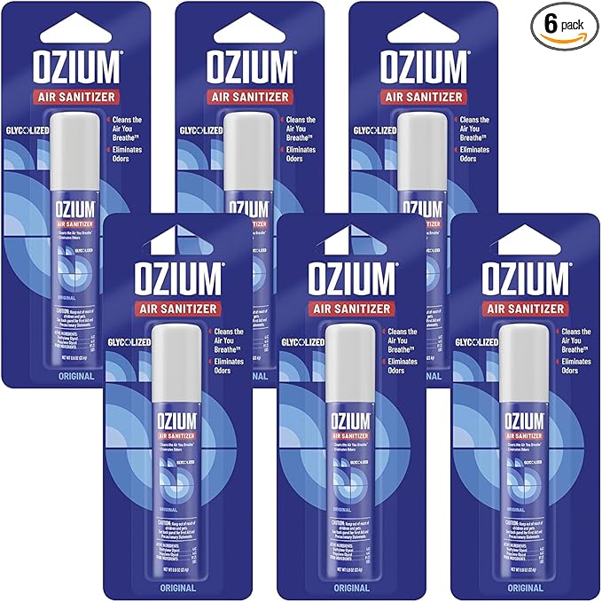 Ozium 0.8 oz. Air Sanitizer &amp Odor Eliminator for Homes Cars Offices and More Original Scent Pack of 6