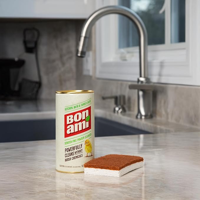 BON AMI Powder Cleanser for Kitchens &amp Bathrooms - All types of Surfaces Cleans Grime &amp Dirt Polishes Surfaces Absorbs Odors (24 Pack)