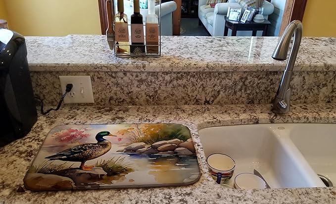 Caroline's Treasures DAC3179DDM American Black Duck Dish Drying Mat Absorbent Dish Drying Mat Pad for Kitchen Counter Dish Drainer Mat for Countertop 14 x 21 Multicolor