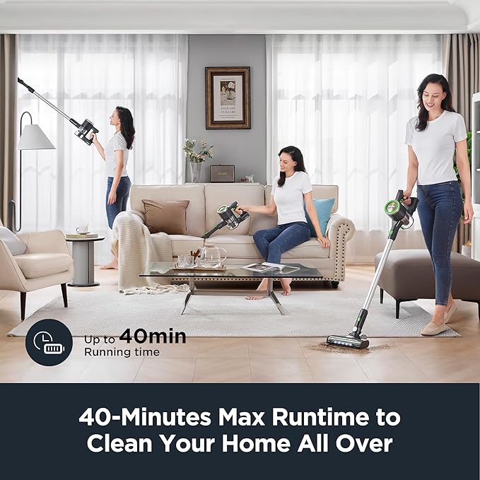 Eureka Lightweight Cordless Stick Vacuum Cleaner Convenient for Hard Floors Rechargeable Handheld Vacuum Cleaner Portable with Powerful Motor Efficient Suction RapidClean Ultra NEC370GR Moss Green