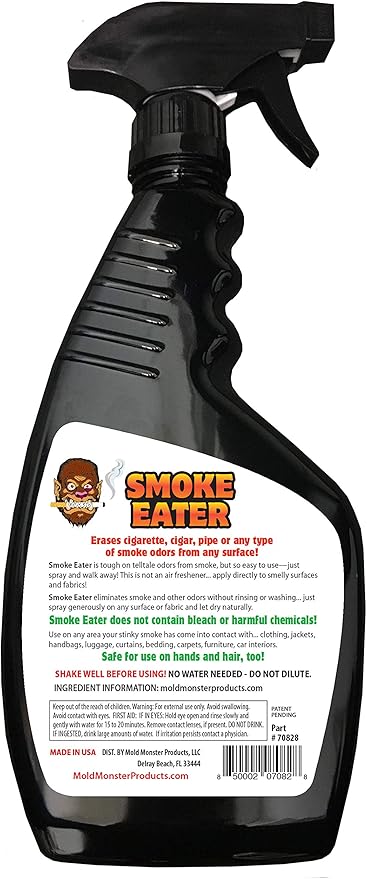 Smoke Eater Odor Eliminator Spray Sea Breeze Scent 22oz - Breaks Down Smoke Odors at the Molecular Level - Works on Fabric Carpet Cars Furniture - Made in USA