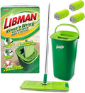 Libman Rinse 'n Wring Mop and Bucket System | Microfiber Floor Mop | Hardwood Floor Cleaner | Wet &amp Dry Mop | Clean &amp Dirty Water Chambers | Power Blades | 4 Total Microfiber Pads