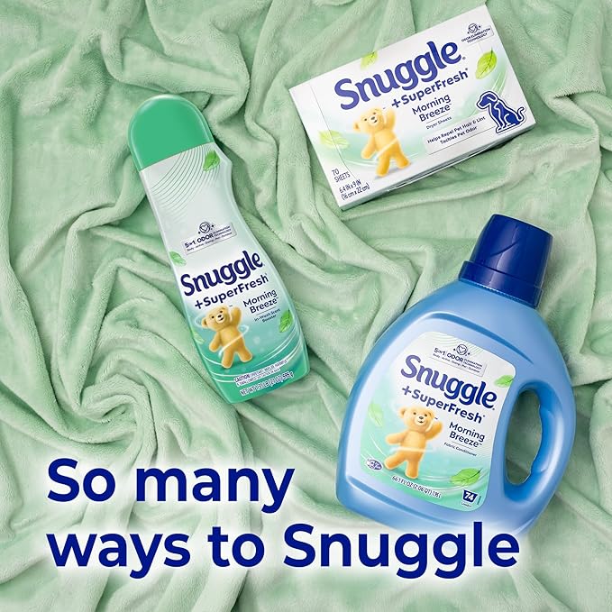 Snuggle SuperFresh In Wash Scent Booster 21 Oz Pack of 4 Morning Breeze Laundry Beads for Long-Lasting Freshness Fragrance Enhancer for Clothes Bedding &amp Activewear HE Safe