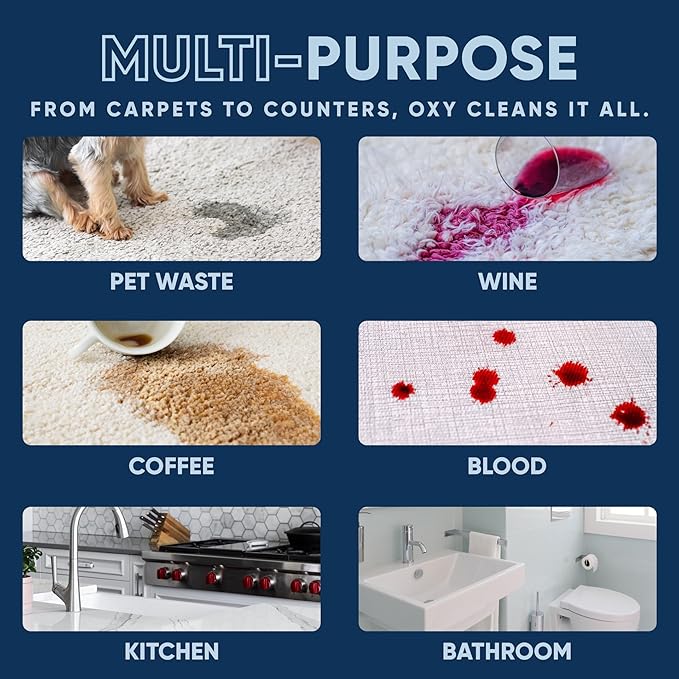 Oxy Pet Carpet Cleaner Spray | Pet Stain Remover for Pet Urine Cat Pee Dog Poop | Deep Spot Treating Action on Carpeting Upholstery Laundry Pet Beds &amp More (160 Fl Oz)