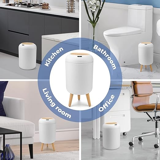 Pukomc 2 Pack Automatic Trash Can 12L /3 Gallon and 10L /2.64 Gallon Bathroom Trash Bin with Lid Touchless Small Smart Motion Sensor Garbage Cans for Kitchen BathroomLiving Room and Bedroom