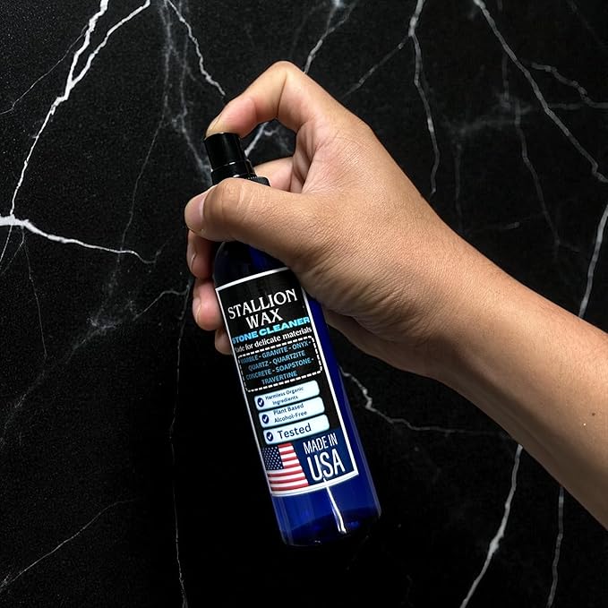 Marble &amp Granite Cleaner and Polish Kit – Enhances Dark Countertops | 4in1 Set Stone-Safe Care and Streak Free Shine for Black Marble Granite Quartz Quartzite Soapstone and Natural Stone Surfa