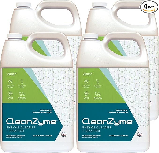 CleanZyme - Enzyme Cleaner Spotter &amp Odor Remover - Case of 4 Gallons…