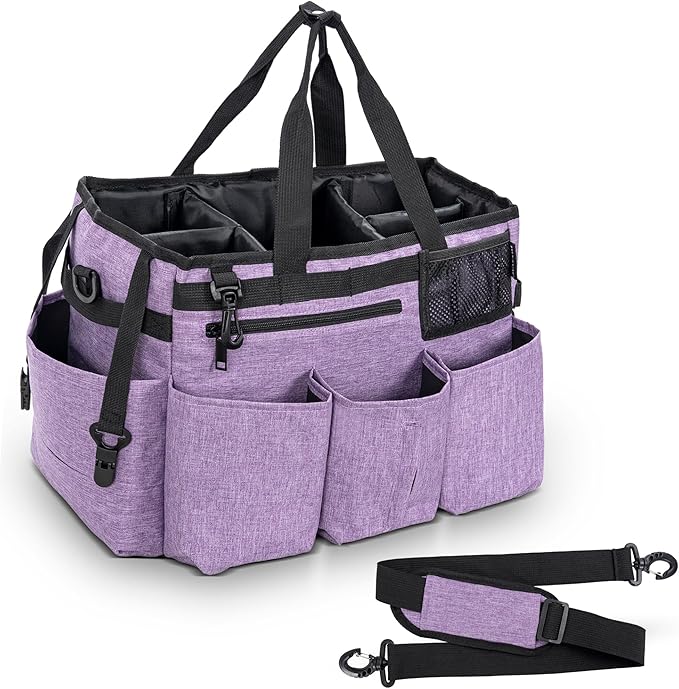 Wearable Cleaning Caddy Bag for Cleaning SuppliesLarge Capacity Cleaning Organizer Purple