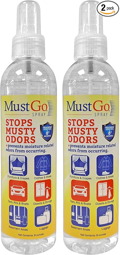 Spray Odor Eliminator - Controls Removes and Prevents Damp Musty Smells - 2 x 8 Ounces
