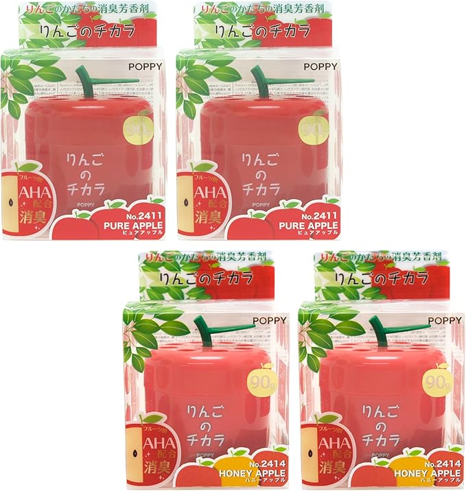 car air freshener Mixed 4 Packs 2X Pure Apple and 2X Honey Apple Scent in Cute Apple Shape Container Best JDM Japan Car Home Office Air Freshener