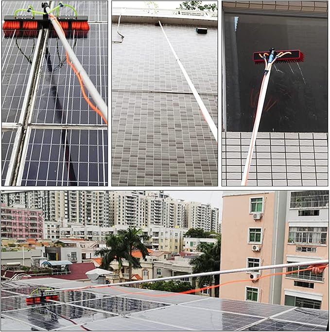 7m/22.9ft Water Fed Window Cleaning Pole Kit for Conservatory Roof Solar Panels Extendable Cleaner with 50cm Brush Head