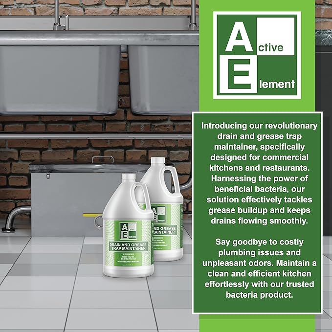 Drain and Grease Trap Maintainer- 4 Gallon (Contains 512 Treatments) - Biological Formula - Breaks Down Fats Oils and Grease - Grease Traps Drain Septic Systems Sewers- Deodorizer