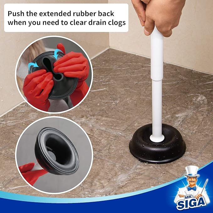 MR.SIGA Toilet Plunger with Holder Heavy Duty Toilet Plunger and Holder Combo for Bathroom Cleaning White