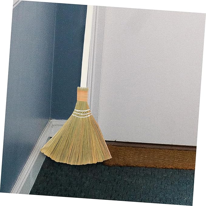 Cabilock Handmade Soft Bristle Broom Set 2pcs Detachable Natural Grass Dust Sweeping Tool for Indoor Cleaning for Living Room and Home Dust Removal