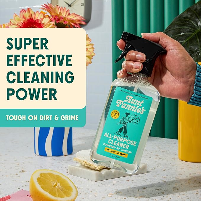 Aunt Fannie's All Purpose Household Cleaner Multi-surface Spray Powered by Vinegar for Kitchen Bath Windows and Countertops Lemon Scent (Pack of 3)