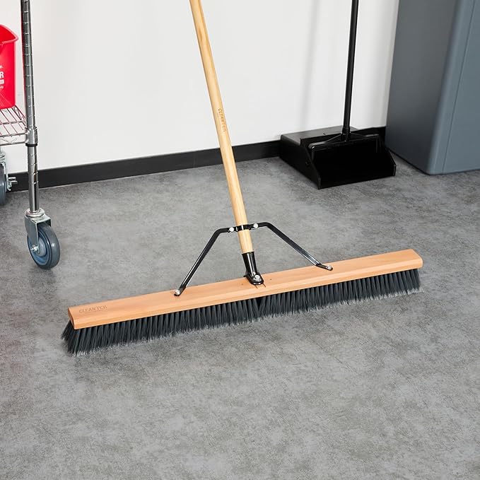 Restaurantware-BROOM HEAD ONLY: Clean Tek Professional 36-Inch Broom Head 1 Heavy-Duty Push Cleaning Tool - Handle And Brace Sold Separately Medium Plastic Bristles Wooden Commercial Use