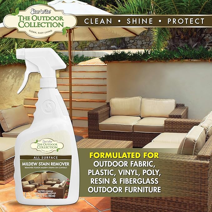 STAR BRITE O/C Mildew Stain Remover - Professional Strength Quick-Acting Multi-Surface Cleaner for Outdoor Furniture Vinyl &amp Grout - 1 Gallon (054400)