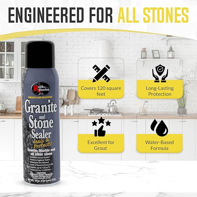 Rock Doctor Granite &amp Quartz Cleaner Care Kit 3 Piece Maintenance Stone Care Combo Kit – Cleans &amp Renews Marble Travertine Tile and All Other Stone Fresh With Microfiber Cloth