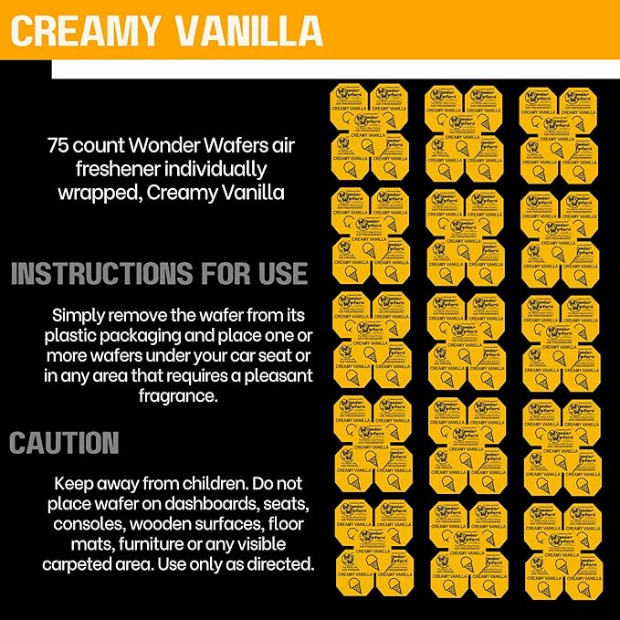 Wonder Wafers 75 count Air Fresheners Individually Wrapped Creamy Vanilla Fragrance
