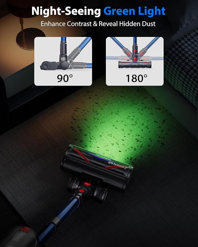 Cordless Vacuum Cleaner 75Mins/55KPa/650W Self-Standing Stick Vacuum Cleaners for Home Rechargeable Lightweight Cone Filtration&ampAnti-Tangle for Hard Floor Carpet Hardwoods Pet Hair