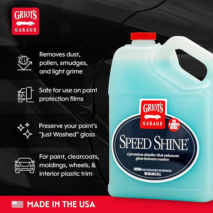 Griot's Garage Speed Shine for Car Detailing Quick Detailer for All Exterior Surfaces Trim and Wheels Provides a Glossy Finish 11148 One Gallon