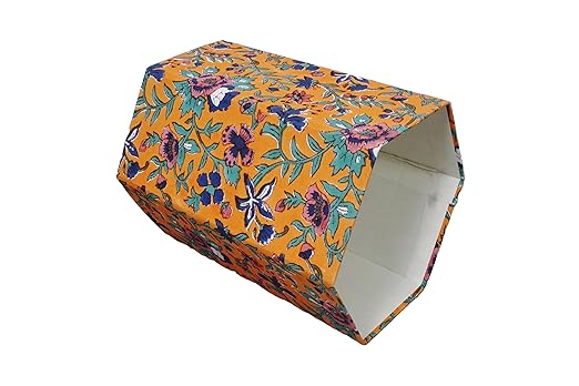 Generic 3.3 Gallon Cotton Hand Block Printed Paper Waste Basket |Small Decorative Trash Can for Housewarming Gifts in Living Room Bedroom Bathroom | Eco-Friendly Plastic-Free (1 ORE.GREEN)