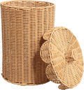 happimess HPM1408A Fern Modern Bohemian Resin 2.9-Gallon Cylinder Wicker Watebasket with Scalloped Lid Natural