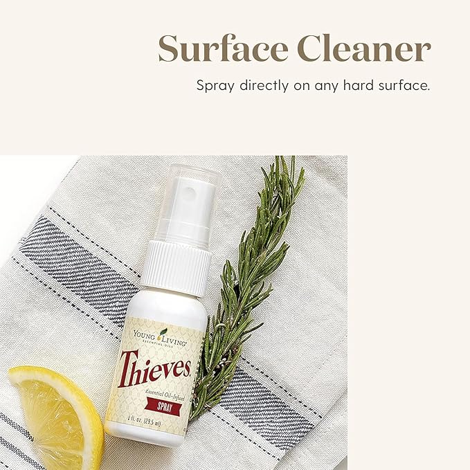 Young Living Thieves Spray | 1 oz | Portable Cleaner Spray Formulated with Water &amp Alcohol Ideal for Travel Essentials &amp Home Fits in Backpack Luggage or Purse | 2 Pack