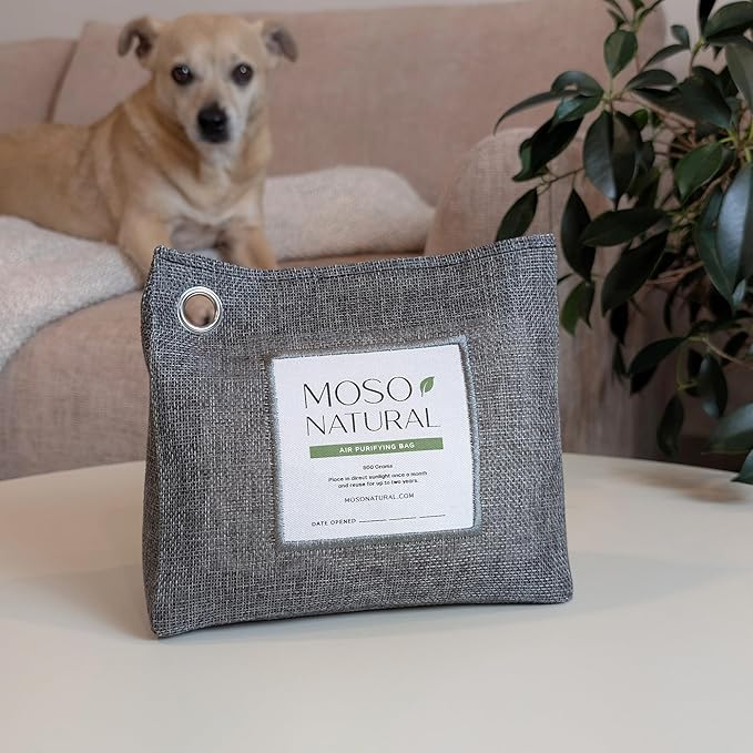 Moso Natural Air Purifying Bag 600g Premium Bamboo Charcoal Odor Absorber Room Deodorizer for Large Spaces Bedroom Kitchen Basement Pet Odor Eliminator for Home 21oz Charcoal Bags