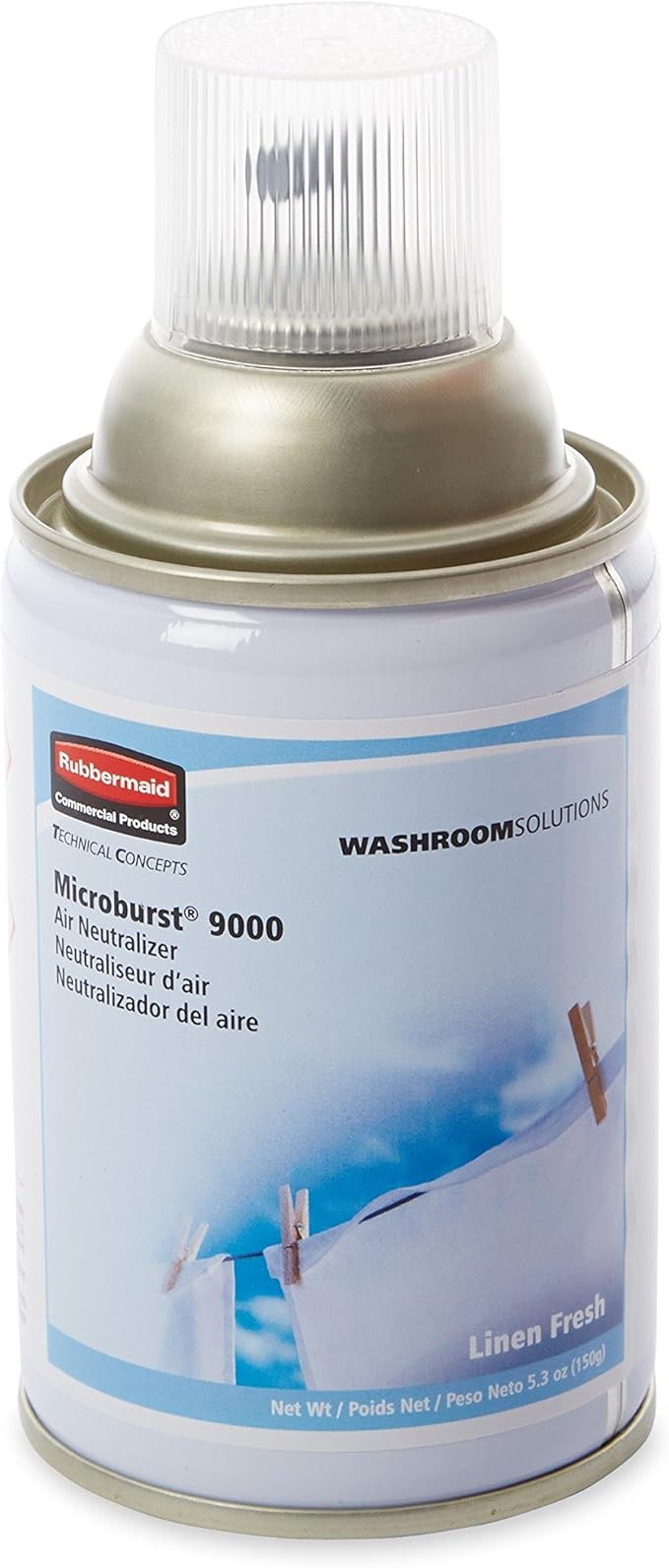 Rubbermaid Commercial Tc Microburst 9000 Air Freshener Refill Linen Fresh 5.3 Oz Aerosol Spray 4/carton