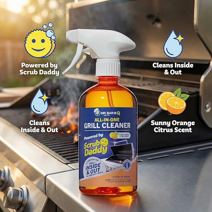 Grill Cleaner for Outdoor Grill – Bbq Cleaner Spray and Griddle Cleaner Kit with Grill Cleaning Tools and Citrus Cleaner 4 Pack