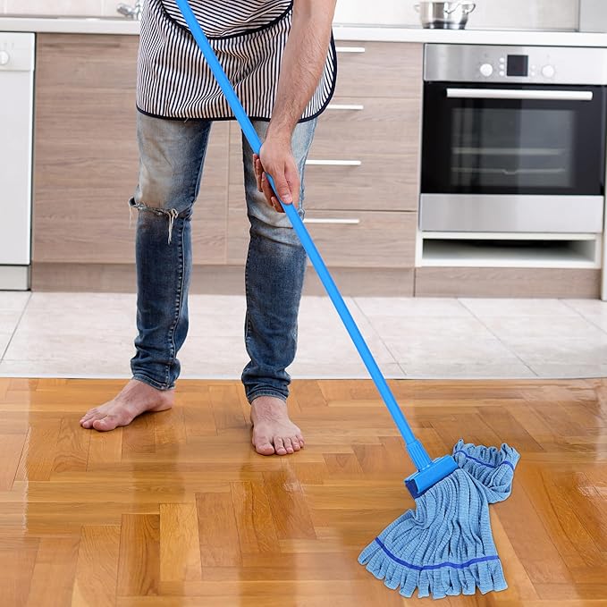 Large Microfiber Tube Mop HeadsHeavy Duty Mop HeadHighly AbsorbentCommercial Mop Head ReplacementWet Mop Heads Replacementfor Hardwood Tile Laminate Floors (Blue Grey Yellow - 6 Pack)