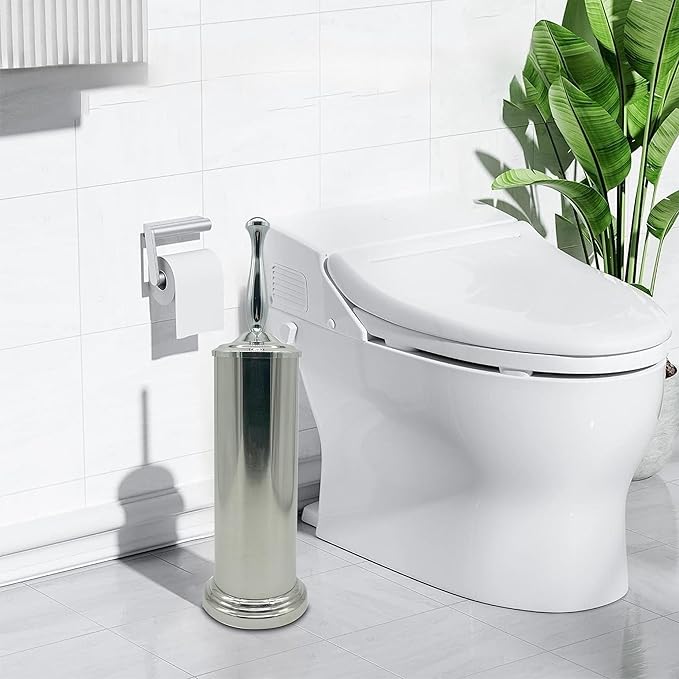 Chrome Silver Metal Toilet Bowl Brush with Handle Lid Holder Durable Bathroom Cleaning Tool for Easy Toilet Maintenance Bathroom Toilet Brush for Efficient Cleaning and Hygiene