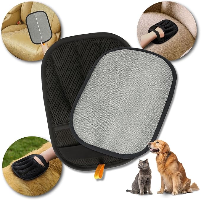 Katziela FurTidy Glove Pet Hair Remover Glove for Dogs &amp Cats Reusable Electrostatic Grooming Mitt for Furniture Clothing Carpet &amp Car Seats – Washable &amp Eco-Friendly Deshedding Tool