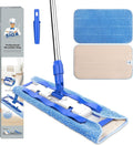 MR.SIGA Professional Microfiber Mop for Hardwood Laminate Tile Floor Cleaning Stainless Steel Telescopic Handle - 3 Reusable Flat Mop Refills and 1 Dirt Removal Scrubber Included