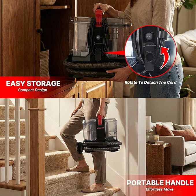 Shop-Vac Portable Carpet Cleaner Machine with 212℉ Steam &amp Heating System 4 Cleaning Modes Upholstery Cleaner with Versatile Tools for Car Rug Couch Bathroom Kitchen Messes 5430270