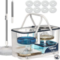 Gen 1 Large-Capacity Spin Mop and Bucket – for Big Homes &amp Deep Cleaning Days4-Chamber System Separates Dirty &amp Clean Water 2-GAL Heavy-Duty Design with Wheels &amp 8 Refill Mop Heads - Whi