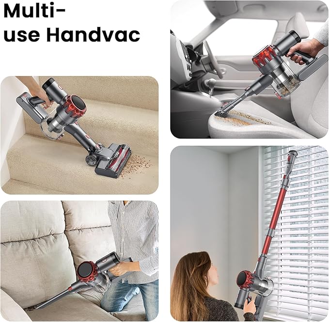 S3P Cordless Vacuum Cleaner 45kPa Powerful Suction Vacuum Cleaners for Home 55-Min Runtime Rechargeable Stick Vacuum Self-Standing for Pet Hair Carpet Hard Floor LED Display