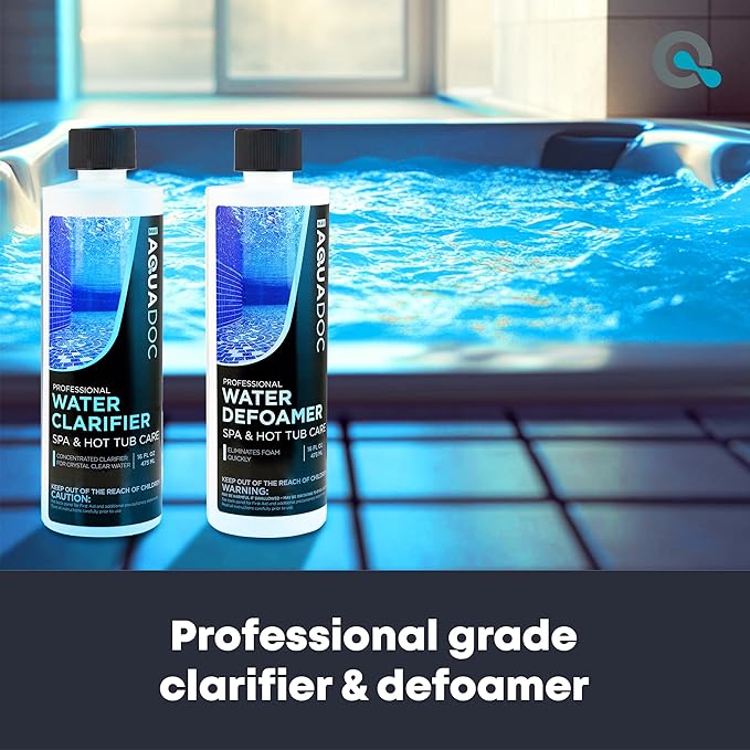 AquaDoc Spa Clarifier &amp Spa Defoamer Hot Tub Chemical Kit - Includes 16oz Water Clarifier &amp 16oz Anti-Foam for Hot Tubs