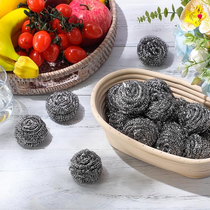 200 Pcs Stainless Steel Wool Scrubber Bulk Steel Wool Sponges Pack Metal Dishwashing Wire Scouring Pads Heavy Duty Clean Dish Pot Pan and Oven for Cleaning Kitchen Bathrooms and More