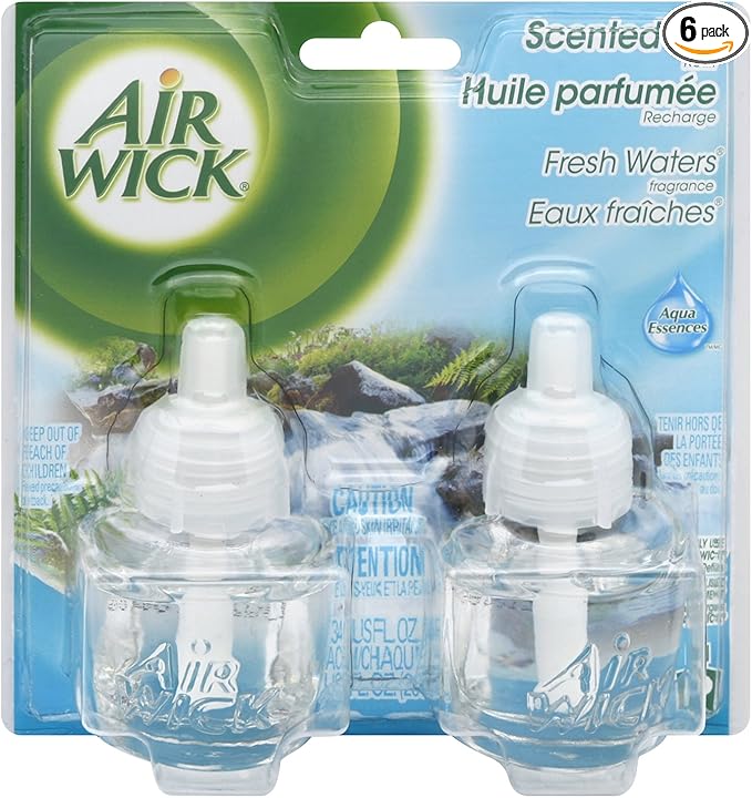 Air Wick Scented Oil Air Freshener Fresh Waters 2 Refills 0.67 Ounce (Pack of 6)