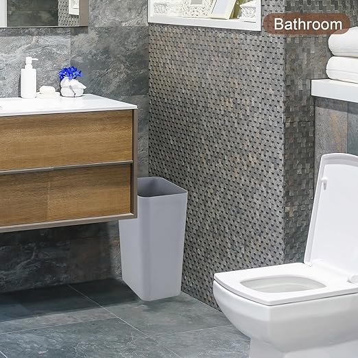 2-Pack Small Trash Can Plastic Bathroom Wastebasket 3 Gallon Slim Garbage Container Bin for Home Kitchen Bathroom Bedroom Office (Gray)