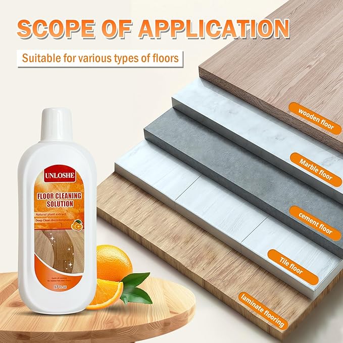 Floor Cleaning Solution for Multiple Hard Floors - 34 fl oz Floor Cleaner For All Robot Vacuums with Mopping and Cordless Wet/Dry Vacuum Mops Deep Clean for Tile Wooden Floor Laminate (Orange)