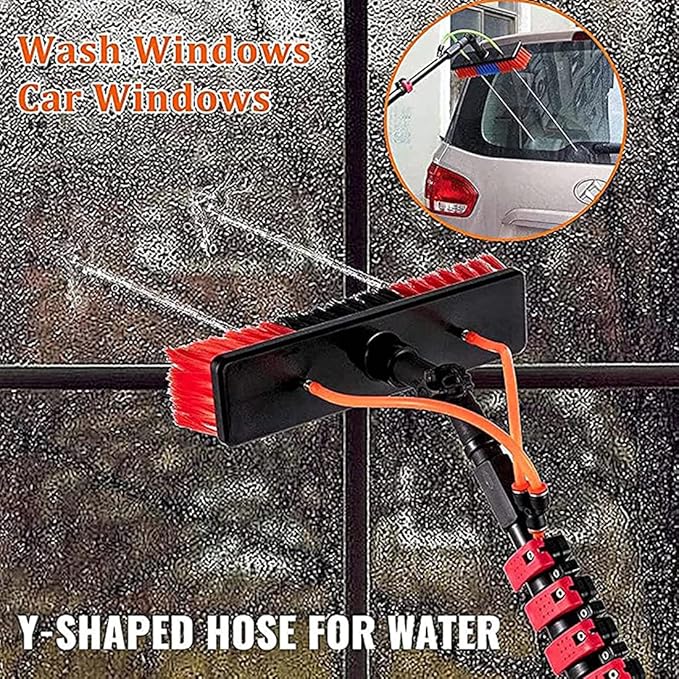 Window Cleaning Pole 3In1 Water/Hose Fed Pole Cleaning Brush Equipment Window Cleaning Pole Water Fed Telescopic Brush Cleaning Photovoltaic and Solar Panels