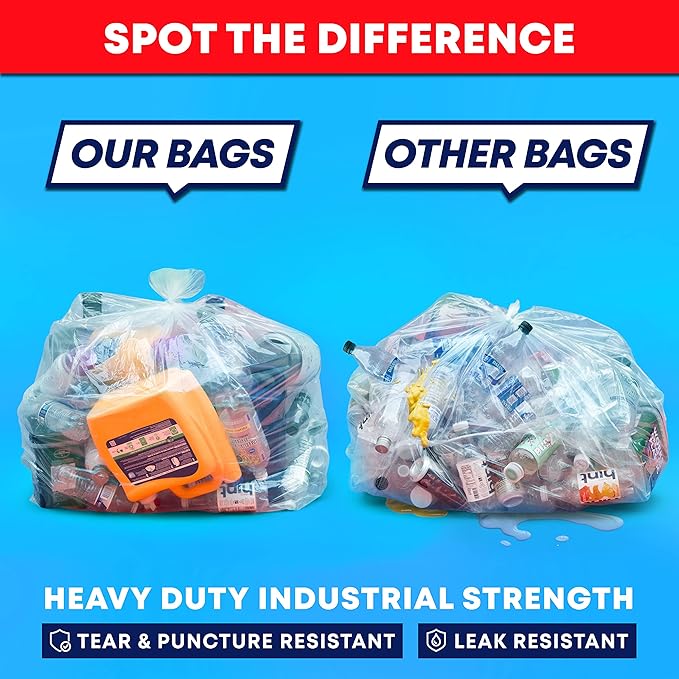 95-100 Gallon Clear Trash Bags Heavy Duty | MegaPack 78 Bags | Extra Large 95-96 Gallon Trash Bags Big Clear Can Liners Extra Large 90 Gal 95 Gal 96 Gal100 Gallon Heavy Duty Garbage Bags