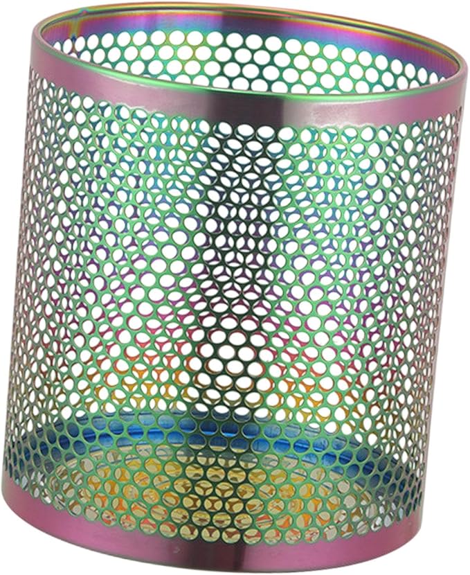 Stainless Steel Trash Can Trash Bin Large Capacity Waste Bin Sturdy Mesh Wastebasket Garbage Container for Kitchen Bedroom Multicolor