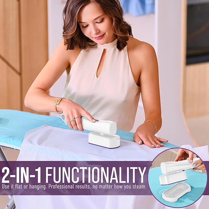 Portable Clothes Steamer &amp Mini Steam Iron – 1200W Handheld Wrinkle Remover 4 Modes 20s Fast Heating Travel Garment Steamer for Clothing Bedding &amp Curtains Compact Folding Design – White