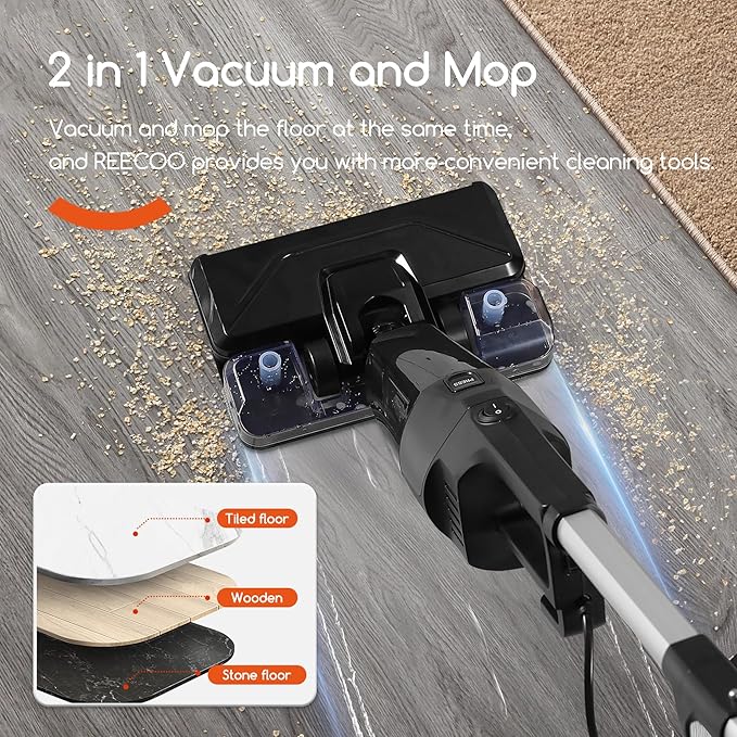 Lightweight Vacuum Cleaners for Home Unique Vacuum and Mop Combo - 3 Dust Filters/Microfiber Pads Corded Stick Vacuums &amp Electric Brooms - 600W 25Kpa Suction for Kitchen Bedroom Living Room