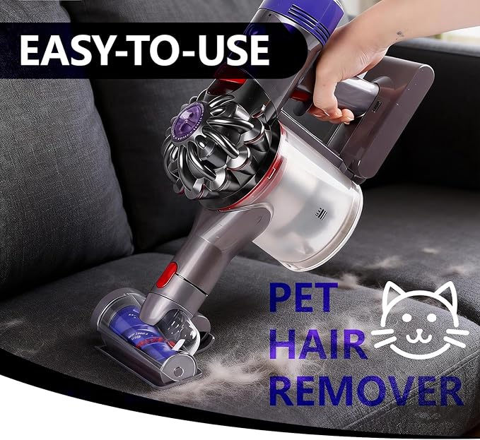 Mini Motorized Brush Head Compatible with Dyson V7 V8 V10 V11 V15 Vacuum Cleaners - Pet Hair Removal Vacuum Attachment - Hair Screw Tool for Carpeted Stairs Couch/Sofa Cushions Car Carpet